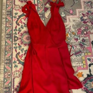 Red wrap dress